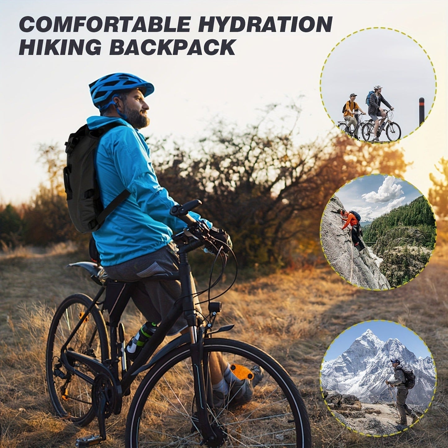 Water Bladder Backpack with 3L & 101.44oz BPA-Free Bladder – Oxford Cloth Hydration Pack for Hiking, Camping & Outdoor Adventures