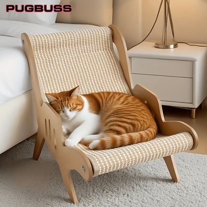 Cat Scratcher Lounge Chair 2-in-1 Natural Sisal Sofa Bed No Shedding Breathable Ultra Durable Oversized Design for Scratching Napping