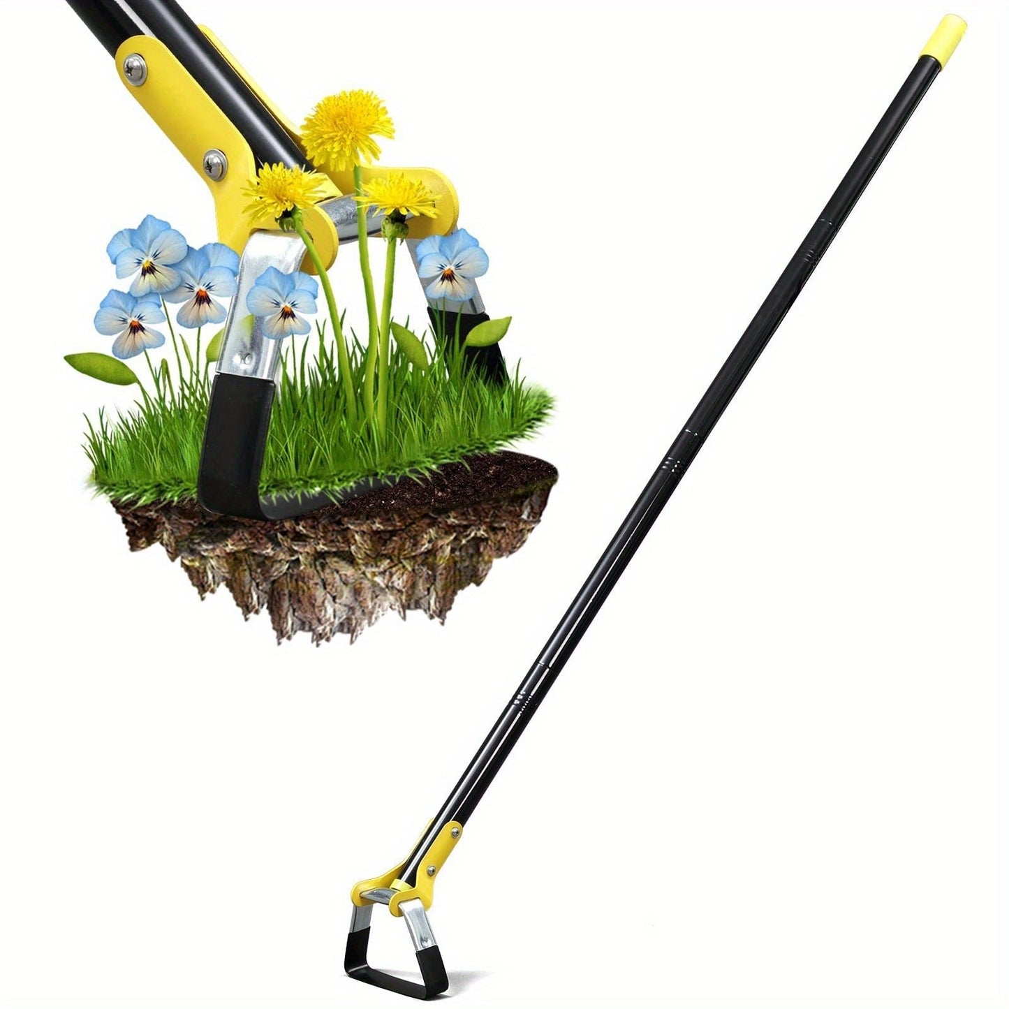 Adjustable Stirrup Hoe Garden Tool with Loop Head, Sectional Handle and 4.5-, 6- or 7.5-Foot Lengths