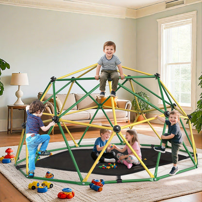 10FT Kids Climbing Dome with Hammock Swing Disc Swing Backyard Jungle Gym Steel Frame Outdoor Play Equipment 1000 LBS Capacity Gift for Boys