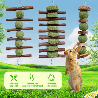 Grass Cake Chew Toys 3pcs – Natural Woven Hay Cake Teeth Grinding Strings for Hamsters, Rabbits & Small Pets