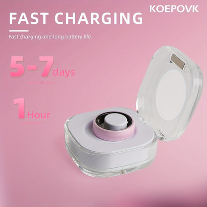 N-Style Smart Ring with Screenless Sensor Design, Charging Case, Black, Pink or White Finish and Sizes 7–13