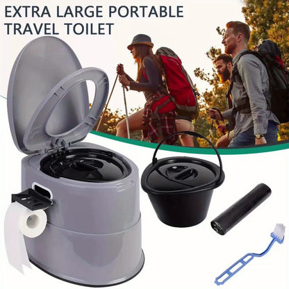 Extra Large Portable Toilet for Adults – Indoor Outdoor Commode with Detachable Inner Bucket & Removable Paper Holder