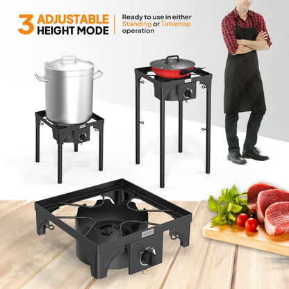 Outdoor Propane Burner Stove Cast Iron High Pressure Gas Cooker with Detachable Stand Legs