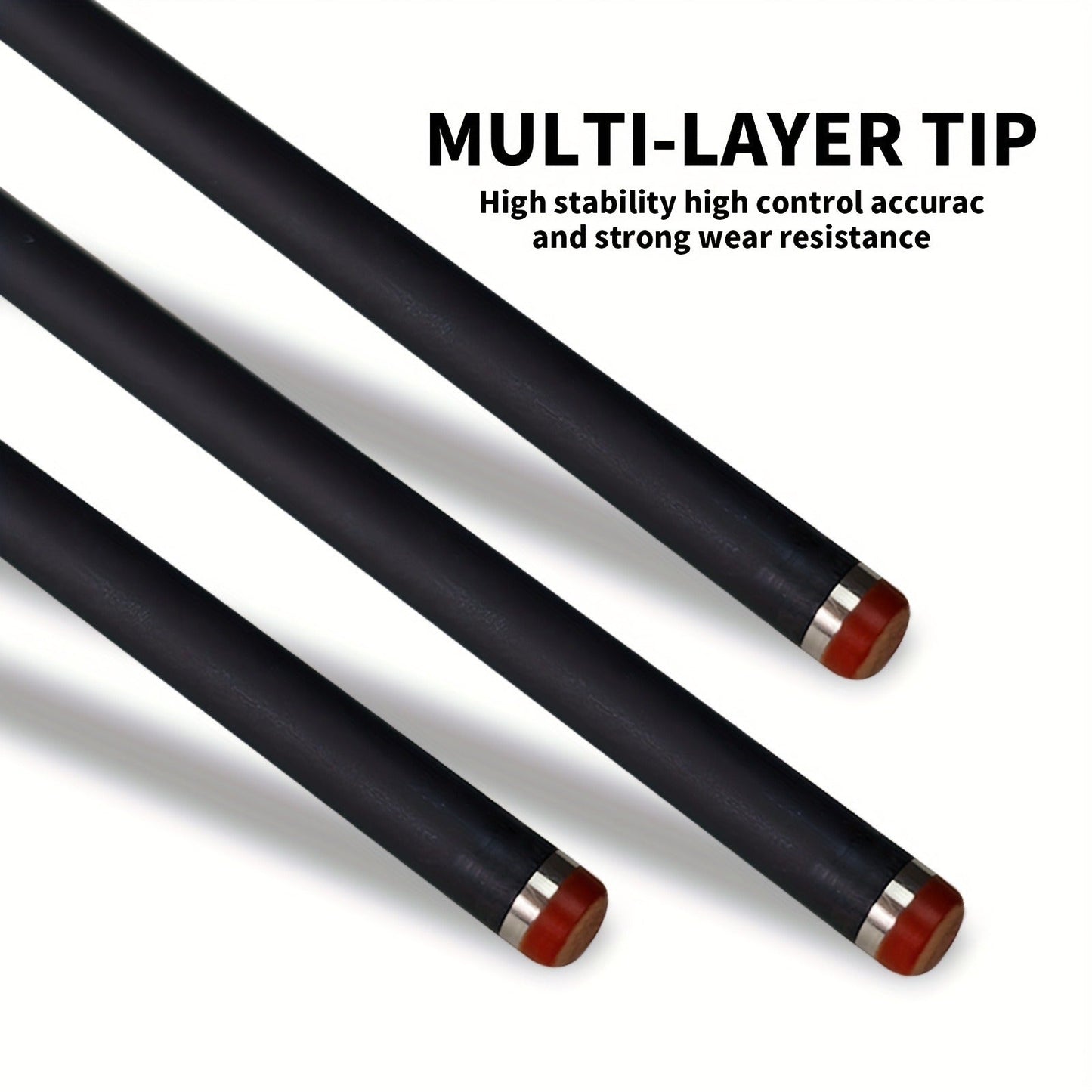 57-Inch Carbon Fiber Pool Cue with 13mm Tip, Two-Piece Black Patterned Design and Metal Joint