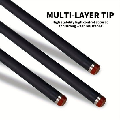57-Inch Carbon Fiber Pool Cue with 13mm Tip, Two-Piece Black Patterned Design and Metal Joint