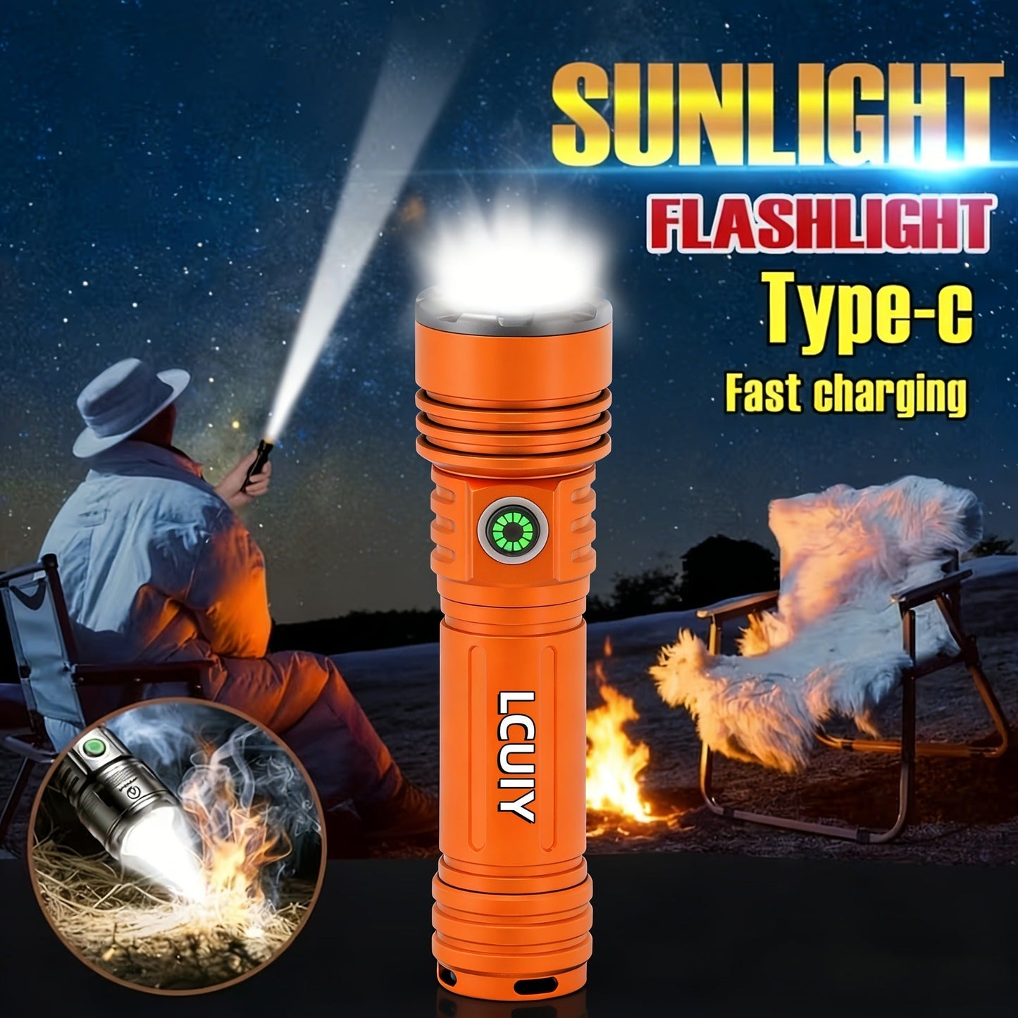 Flashlight 4500-Lumen Fresnel Lens Rechargeable Hand Torch with Six Modes in Two Model Options