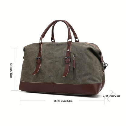 Canvas Weekender Bag Large Capacity Travel Duffel Overnight Bag Zipper Canvas Holdall Tote Satchel Handbag for Men Women Black Navy Army