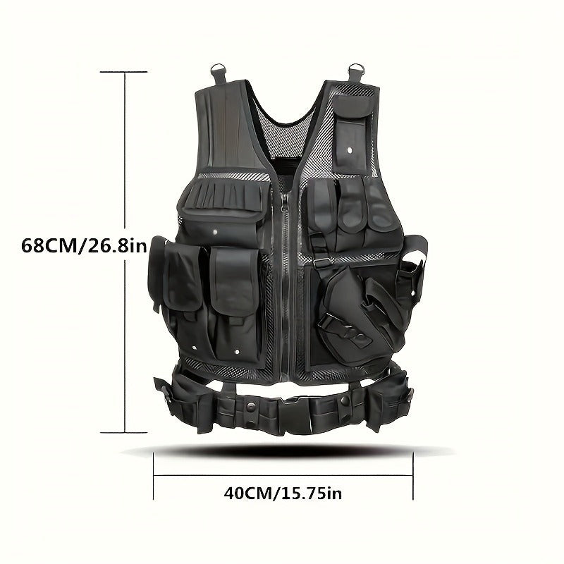 Tactical Fishing Vest with Quick Release – Lightweight Breathable Multi-Pocket Outdoor Vest for Men Camping Hiking Hunting Training