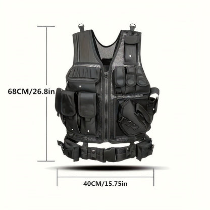 Tactical Fishing Vest with Quick Release – Lightweight Breathable Multi-Pocket Outdoor Vest for Men Camping Hiking Hunting Training