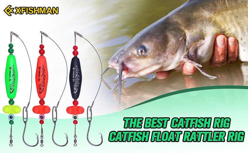 Catfish Rig Santee Cooper Float with Rattler 4pcs Set, Catfishing Tackle Rattle Float Rig for Bank Fishing