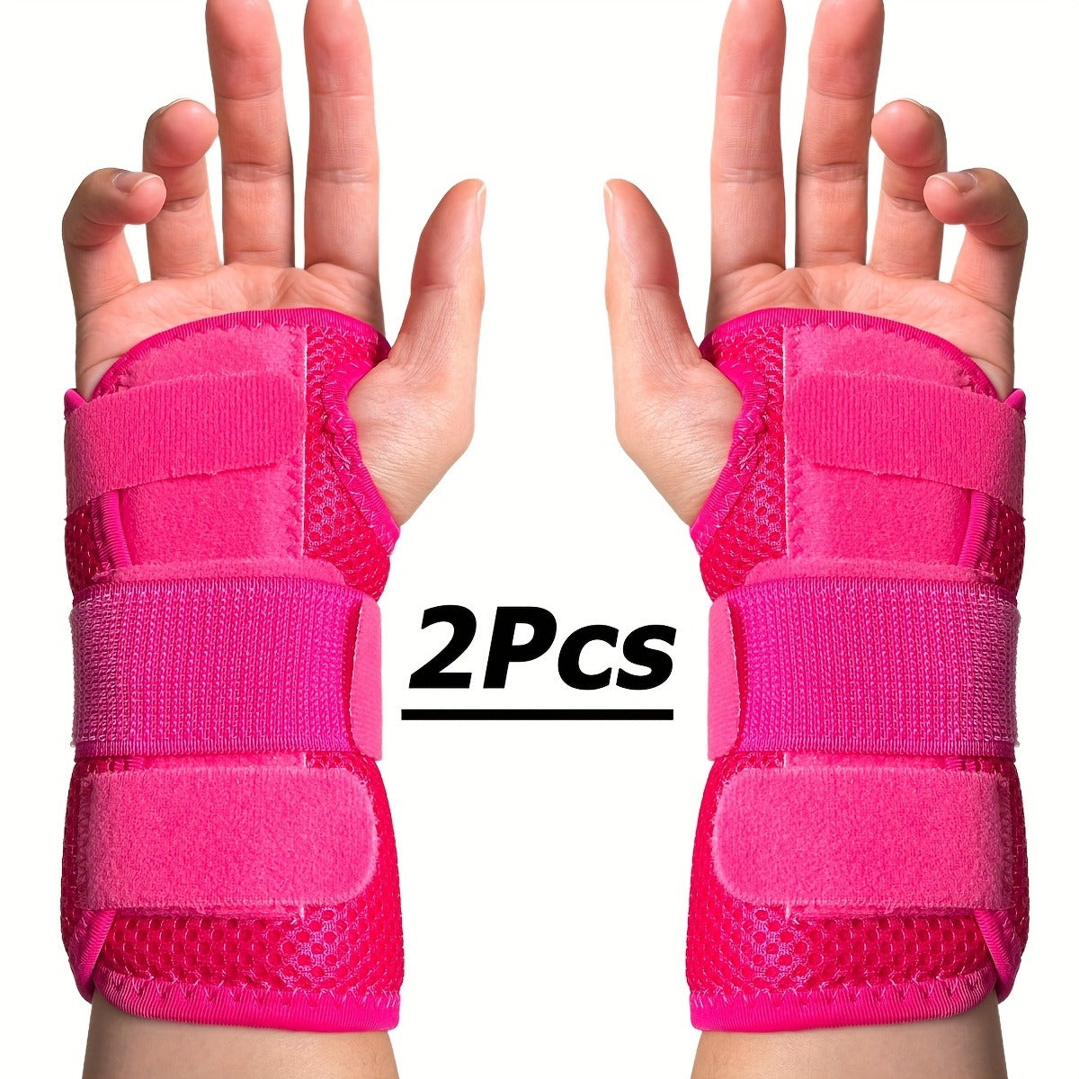 Wrist Brace with Double Splint Support & Triple Compression – 1 Pair Breathable Hook-and-Loop Wrist Guard for Sports