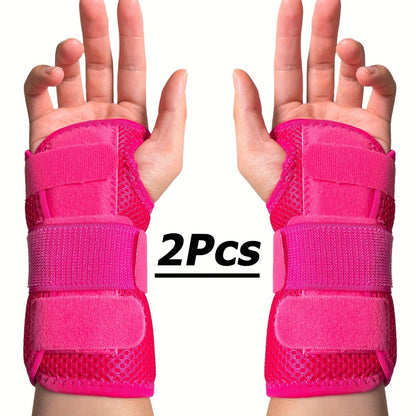 Wrist Brace with Double Splint Support & Triple Compression – 1 Pair Breathable Hook-and-Loop Wrist Guard for Sports