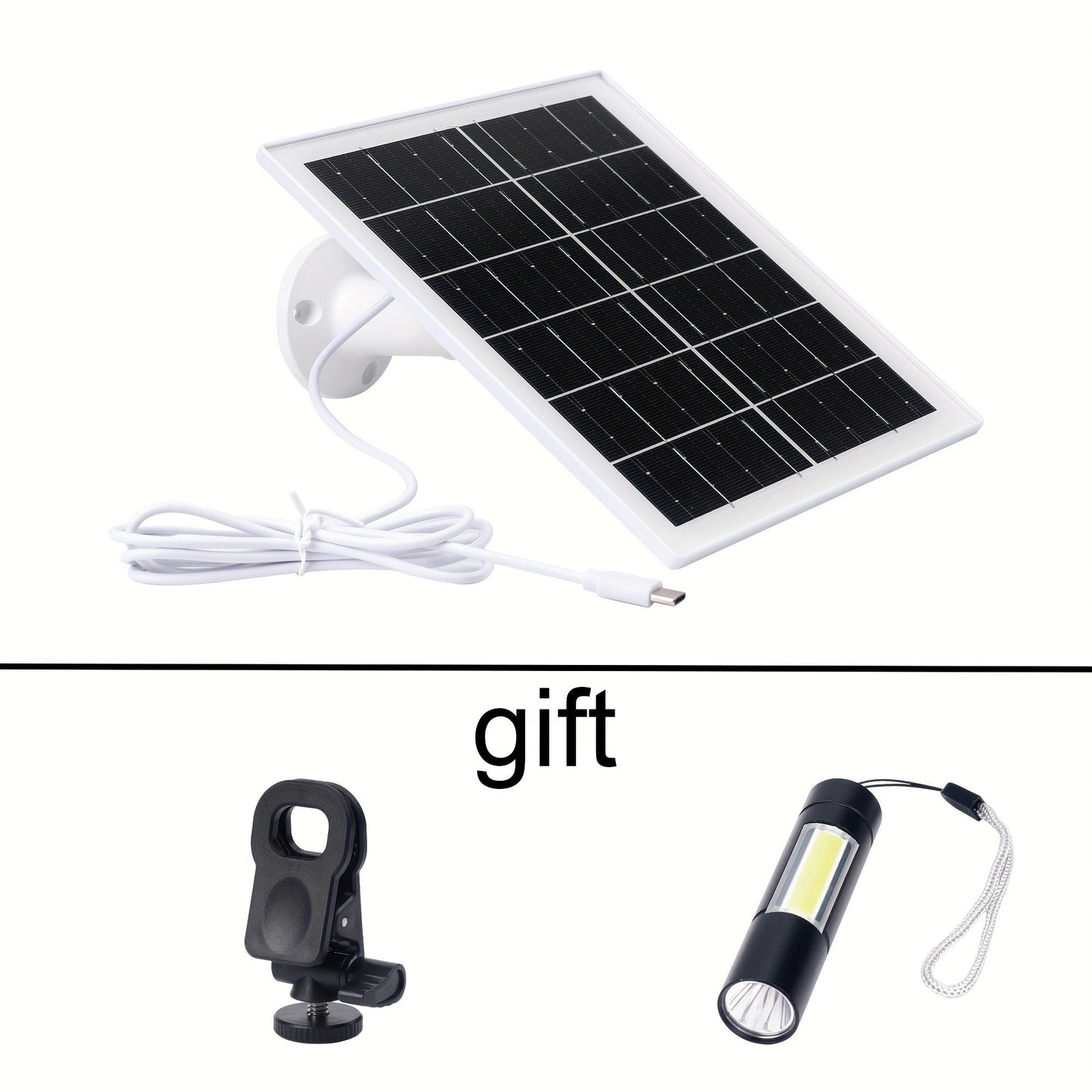 Solar Panel 5W Monocrystalline with Built-In 5200mAh Battery - 3rd Gen Emergency Charger for Security Camera