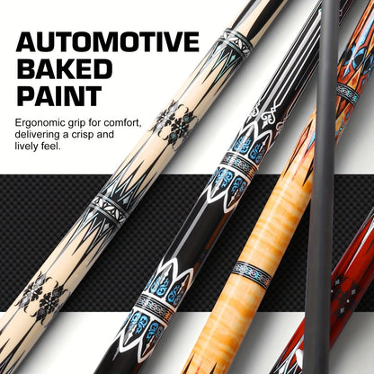 Carbon Fiber Pool Cue Stick Low Deflection Billiard Cue with 11.8mm 12.5mm Tip Pro-Taper Shaft Canadian Maple Butt Extension Compatible