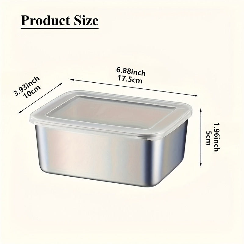 Food Storage Containers with Lids, Six-Piece Stainless Steel Square Set with Fitted Lids and Nested Storage Design