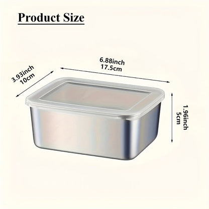 Food Storage Containers with Lids, Six-Piece Stainless Steel Square Set with Fitted Lids and Nested Storage Design