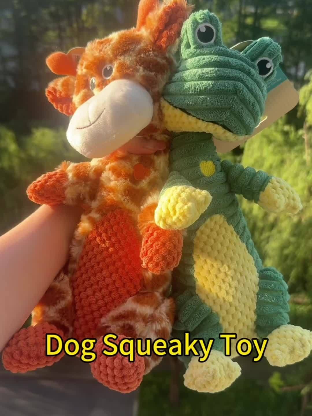 Dog Toy Squeaky Plush Deer or Frog Character for Chew, Tug, Fetch, Shake and Cuddle Play for All Breeds