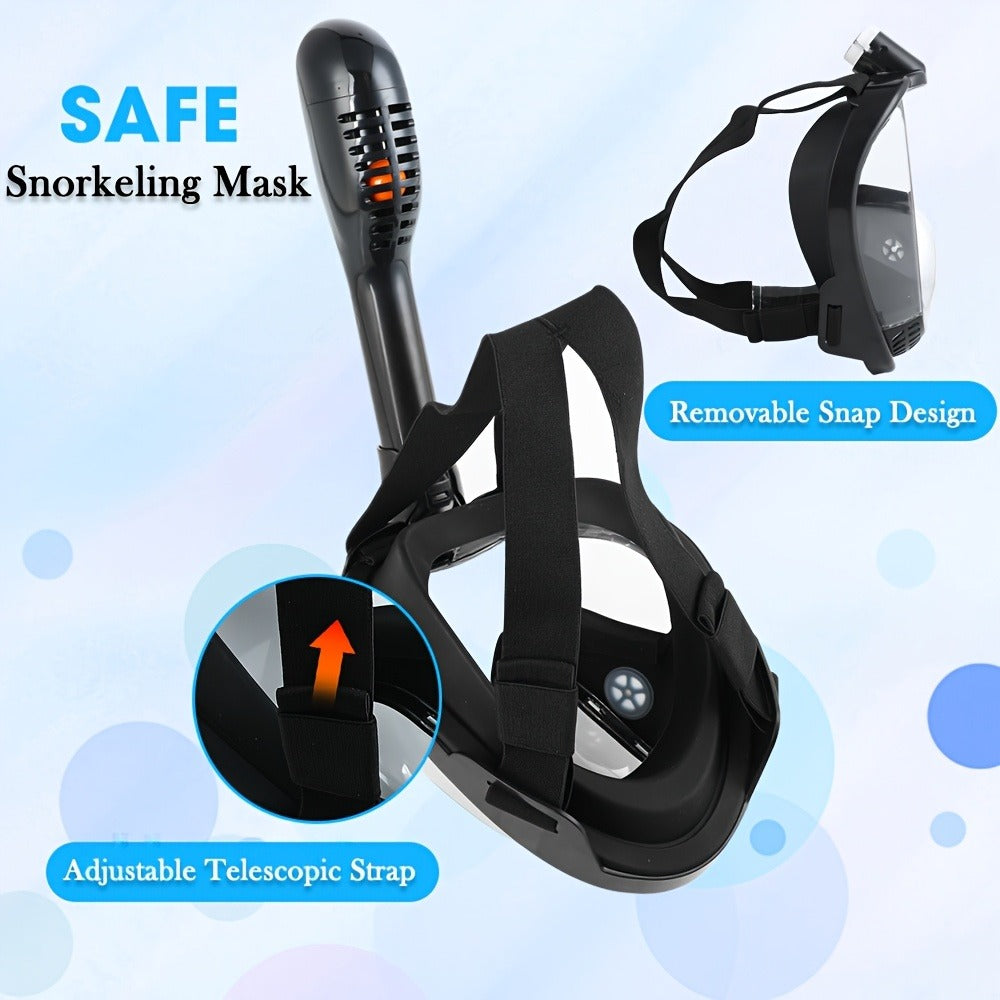 180° Full Face Snorkel Mask with Camera Mount Dry Top System – Foldable Panoramic Snorkeling Mask Leak-Proof Fog-Proof Safe Breathing