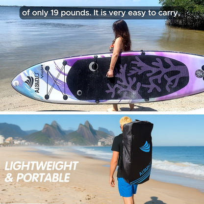 10.6-Foot Purple Inflatable Paddle Board Kit with Adjustable Paddle, Pump, Carry Bag and Water Bag