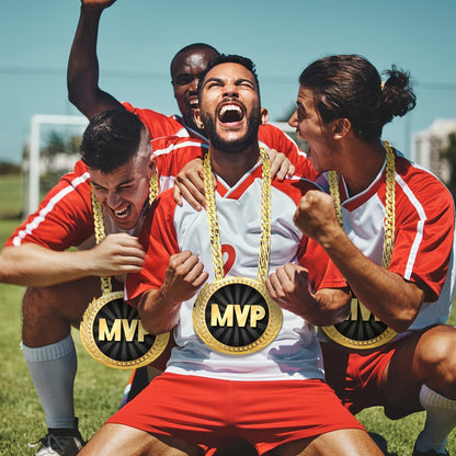 MVP Championship Turnover Chain Medal – 6 Inch Big Golden Champ Award Necklace for Baseball Basketball Football Soccer Softball Volleyball