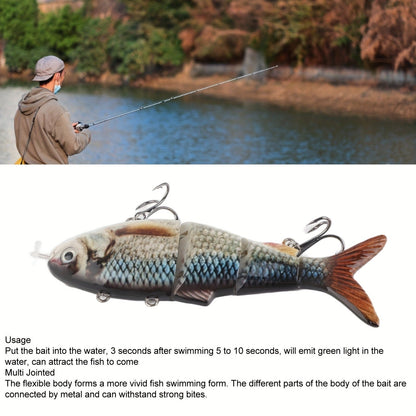 Electric Robotic Swimbait with USB Rechargeable LED Light – Multi-Jointed Wobbler Swimming Fishing Bait, Realistic Robot Fish Lure for Bass