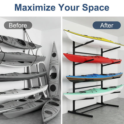 Kayak Storage Rack, Adjustable Stand for SUP, Canoe & Paddle Board, Wall, Dock & Freestanding, 400 lbs Capacity