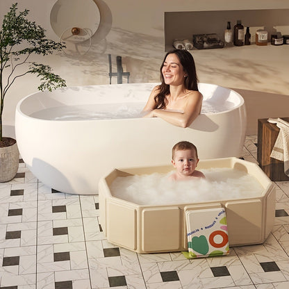 Foldable Baby Bathtub Portable Newborn Infant Tub with Drain Hole, Anti-Slip Base & Durable Multi-Functional Design for Home Travel Use