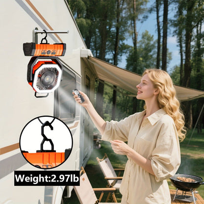 Tent Fan with LED Light 20000mAh Battery – 4-Level Brightness, Multi-Speed Rotatable Portable Tent Fan for Camping, Outdoor, Office & Home