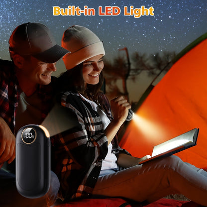 Rechargeable Hand Warmers 2 Pack – Dual-Sided Electric Pocket Heater with Power Bank & LED Light, 36Hrs Warmth, 4 Heat Levels