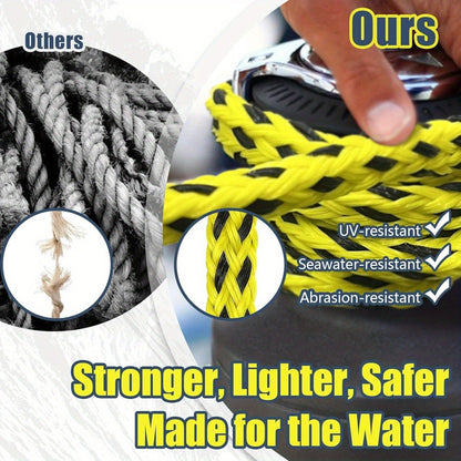 Heavy Duty Floating Tow Rope 60ft 2600lbs Breaking Strength 16-Strand UV Resistant Pre-Stretched for Towable Tubes Water Skis Wakeboards