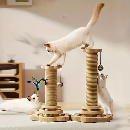 Cat Scratching Post Sisal Vertical Scratcher – Solid Wood Base, Wear-Resistant Rope, Multiple Styles: Standard, Mushroom & Dolphin Shapes