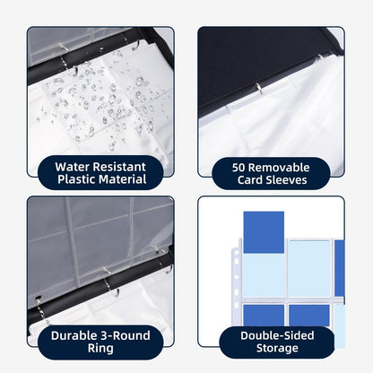 900-Slot Trading Card Storage Binder with 50 Removable 9-Pocket Pages and Zip-Around PU Cover