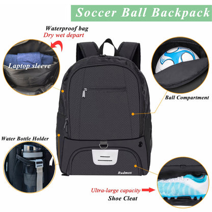 Soccer Ball Backpack – Sports Bag with Cleat & Ball Compartment