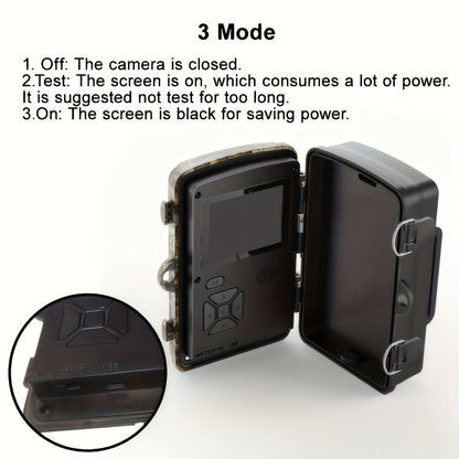 48MP 1296P Trail Camera with Infrared LEDs, Color Screen and Included 32GB Memory Card in Green Camo Housing