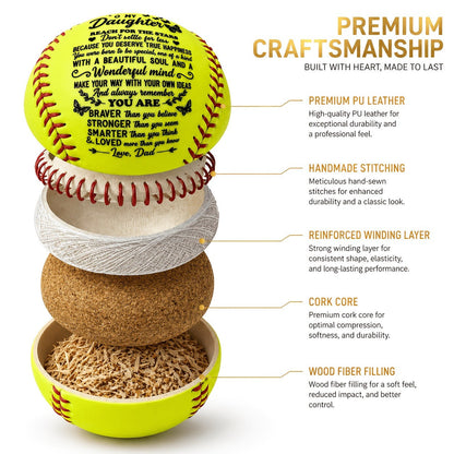 Personalized Softball Gift for Daughter – "To My Daughter" Inspirational Message Ball, International Standard Fastpitch Softball