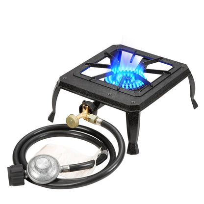 Propane Camping Stove High BTU Outdoor Gas Cooker Single or Double Burner CSA Listed Regulator Hose for Garden, Patio and Yard Use