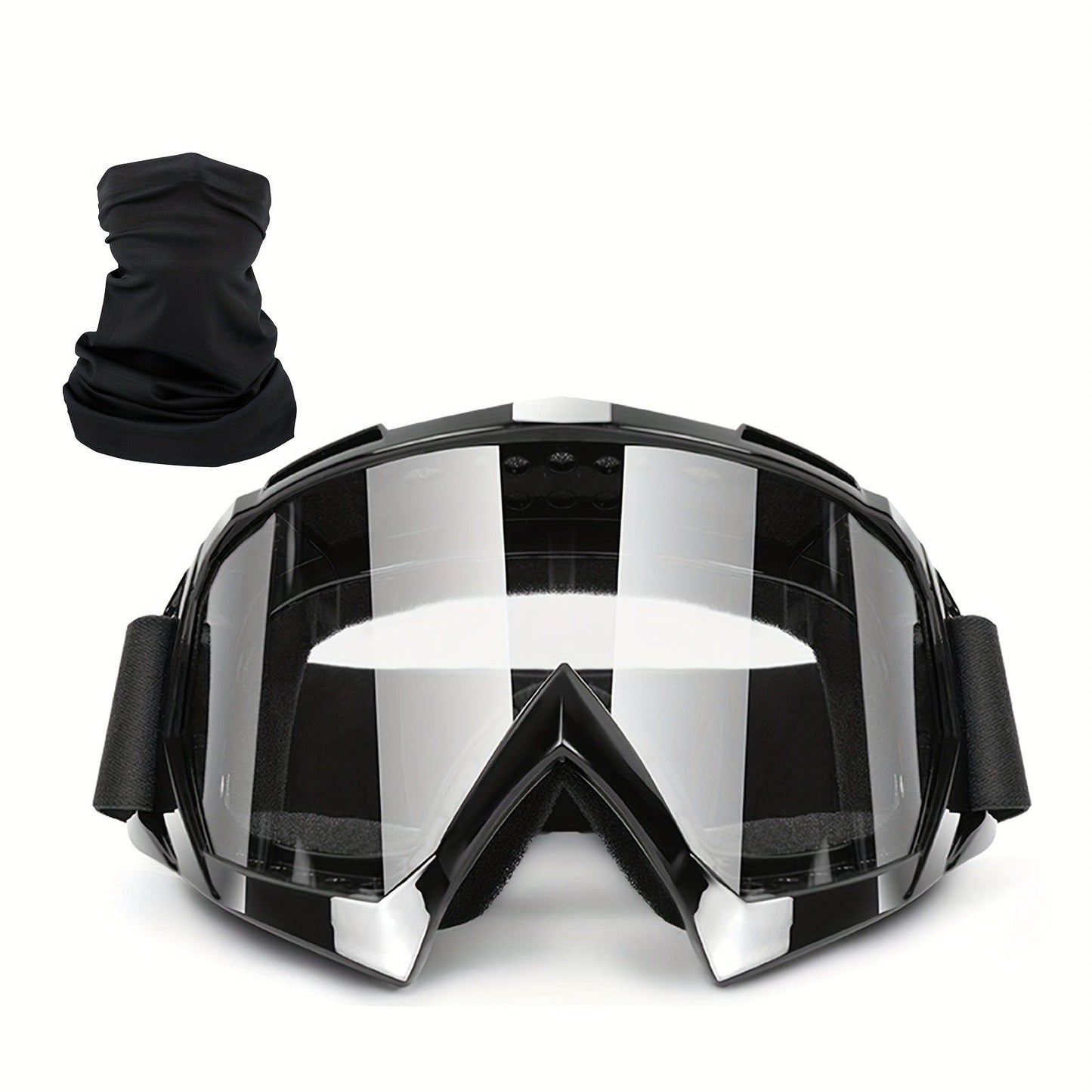 Ski Goggles Set with Black Headband – TPU Frame PC Lens Mirror Coating, Thick Foam Pad, Adjustable Strap, 28+ Color Styles