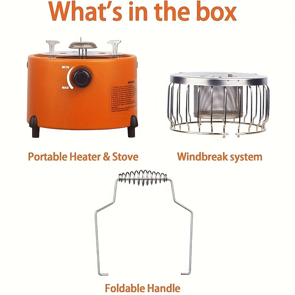 Camping Gas Stove Heater 9000 BTU 2-in-1 Portable Propane Indoor Outdoor Stove with Adjustable Flame