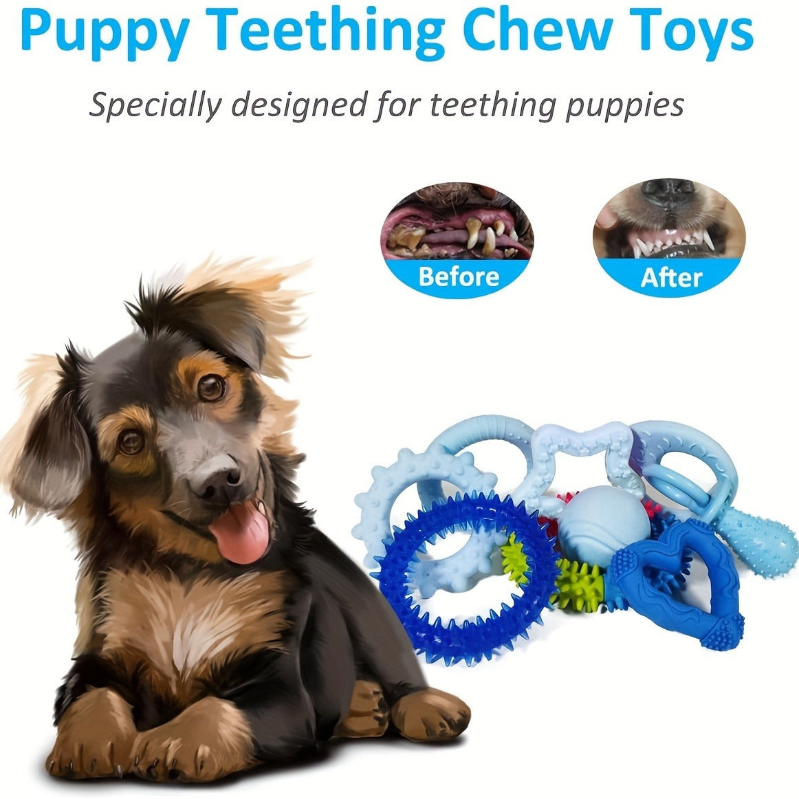 Puppy Toys Set – Assorted Teething & Play Bundle for Small Dogs with Chew Toys, Rope Toys, Treat Balls & Squeaky Toys