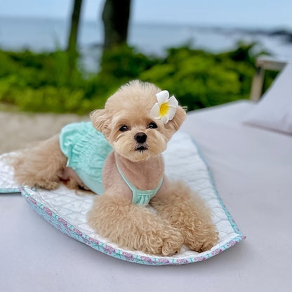 Dog Swimsuit Sky Blue Jumpsuit with Swim Cap – Pet Beach Vacation Outfit Bikini Vest for Dogs & Cats, Summer Swimming Costume