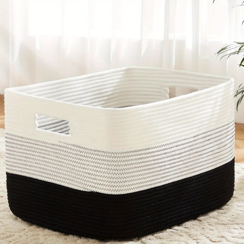 Storage Bag, Open-Top Woven Organizer in 30L, 65L or 100L with Handles and Black, Pink, Gray or Blue Options