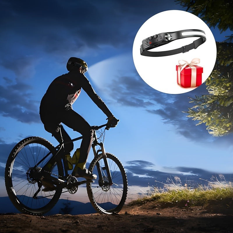 Three-Pack COB and LED Headlamps with 230° Beam, Five Modes, Motion Sensor and Six Hooks Included