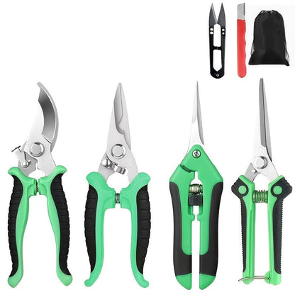 Pruning Shears 6-Piece Set, Stainless Steel Garden Scissors Anti-Slip Handle, Fruit Picking Lawn Bonsai Branch Cutting Tool Gift