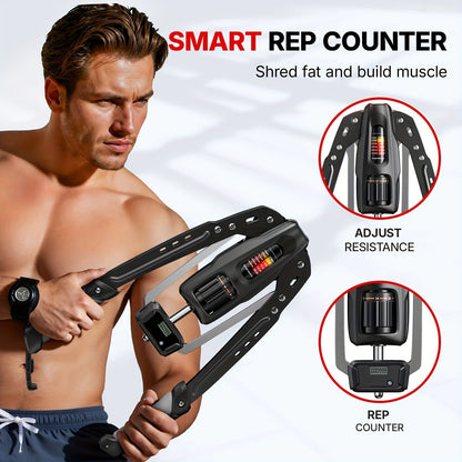 Fitness Equipment Folding Hydraulic Chest Expander with 20 Resistance Levels and Digital Rep Counter