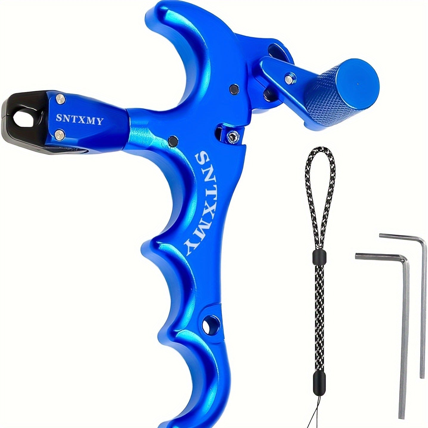 Archery Bow Release Aid for Compound Bow – 360° Rotating Aluminum Thumb Trigger Wrist Strap Release with Adjustable Sensitivity for Hunting