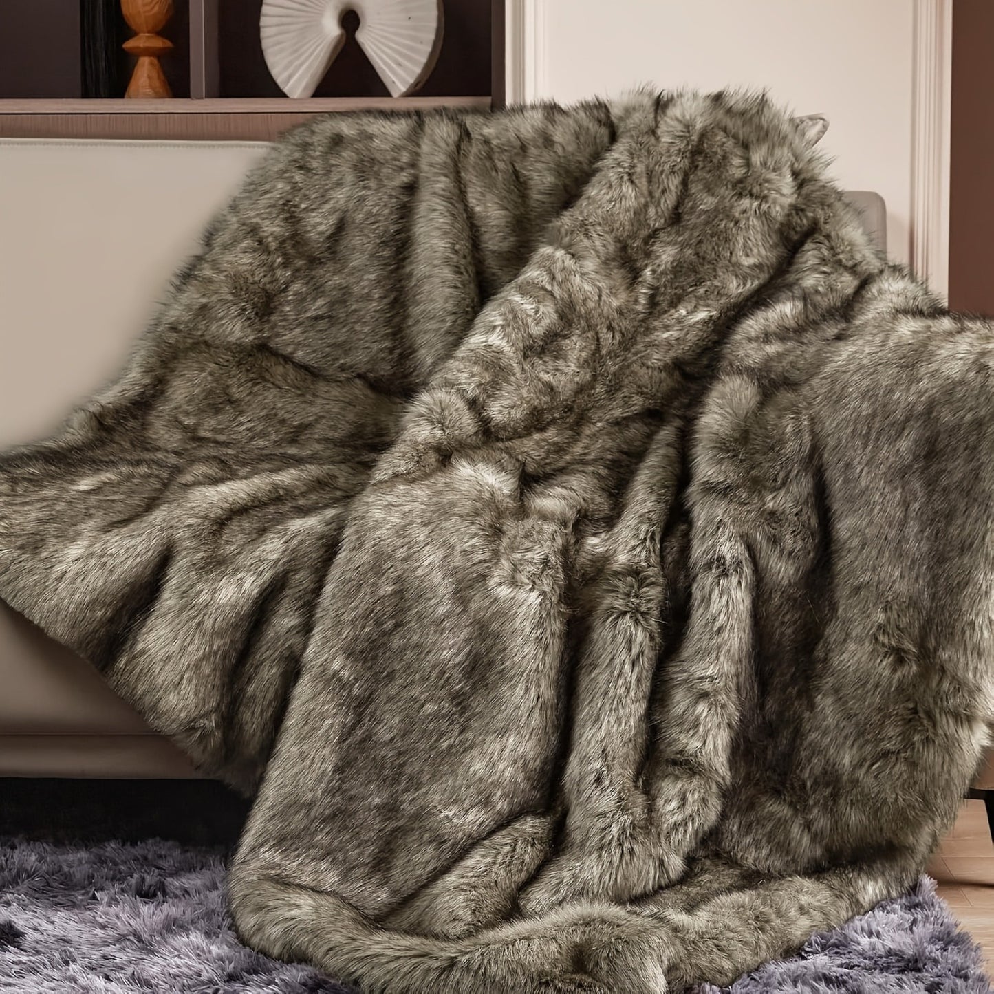 Faux Fur Throw Blanket 1060GSM Luxury – Super Soft Reversible Plush Mink Blanket for Bed Couch Sofa, Oversized Heavy Weight Cozy Blanket