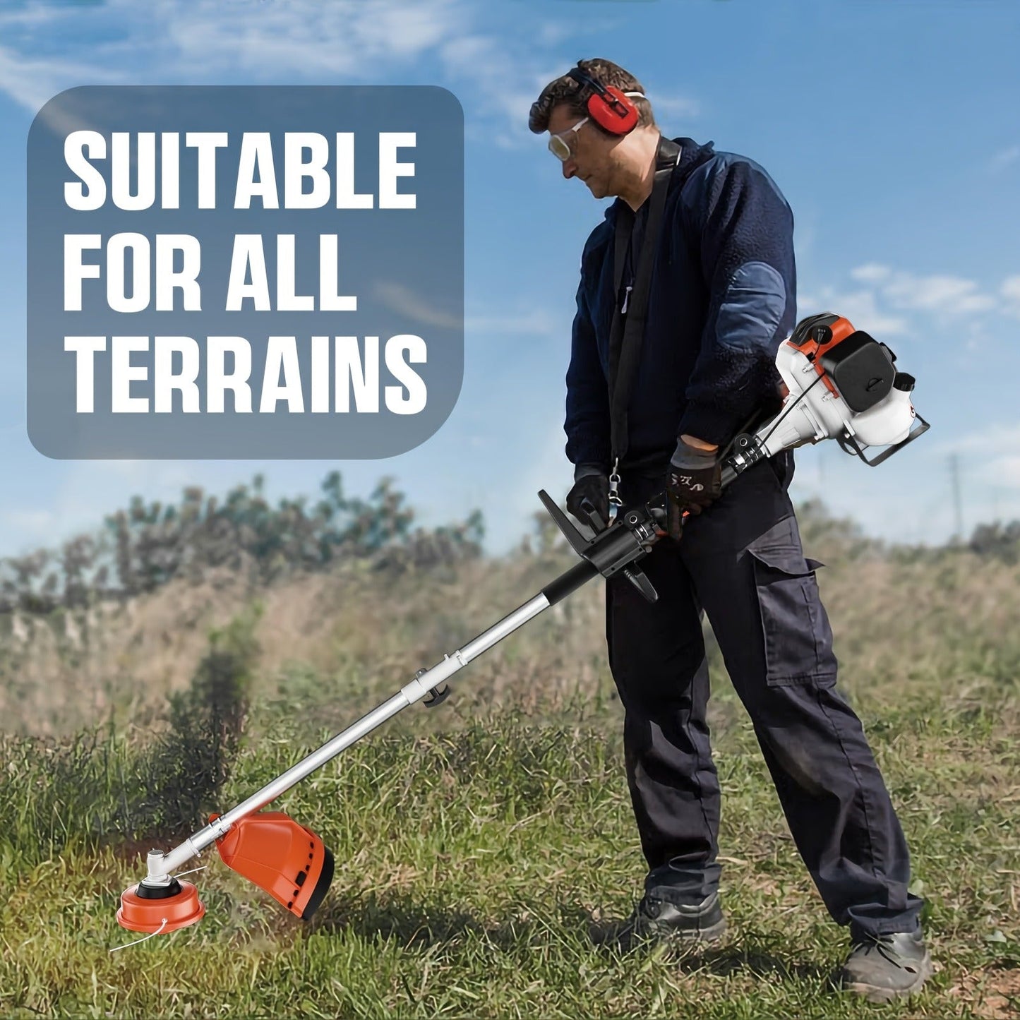 Gas String Trimmer 36CC 2-Cycle Weed Eater, 17" Cutting Swath, Easy Start Technology, Commercial Grade Gas Weed Wacker for Thick Weeds