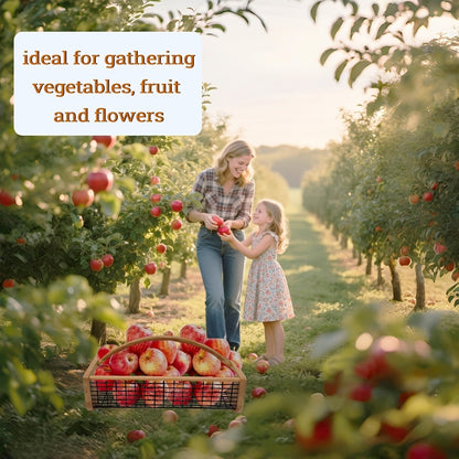 Garden Harvest Basket Metal Mesh with Wooden Handle – Rectangle Vegetable Fruit Picking Basket for Garden, Kitchen & Farmhouse Storage