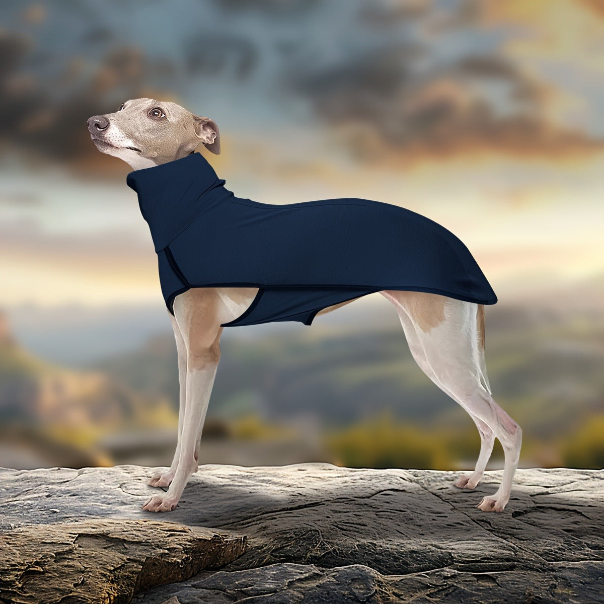 High-Neck Pullover Dog Coat in Burgundy, Navy or Fern Green with Selected XL Through 4XL Sizes
